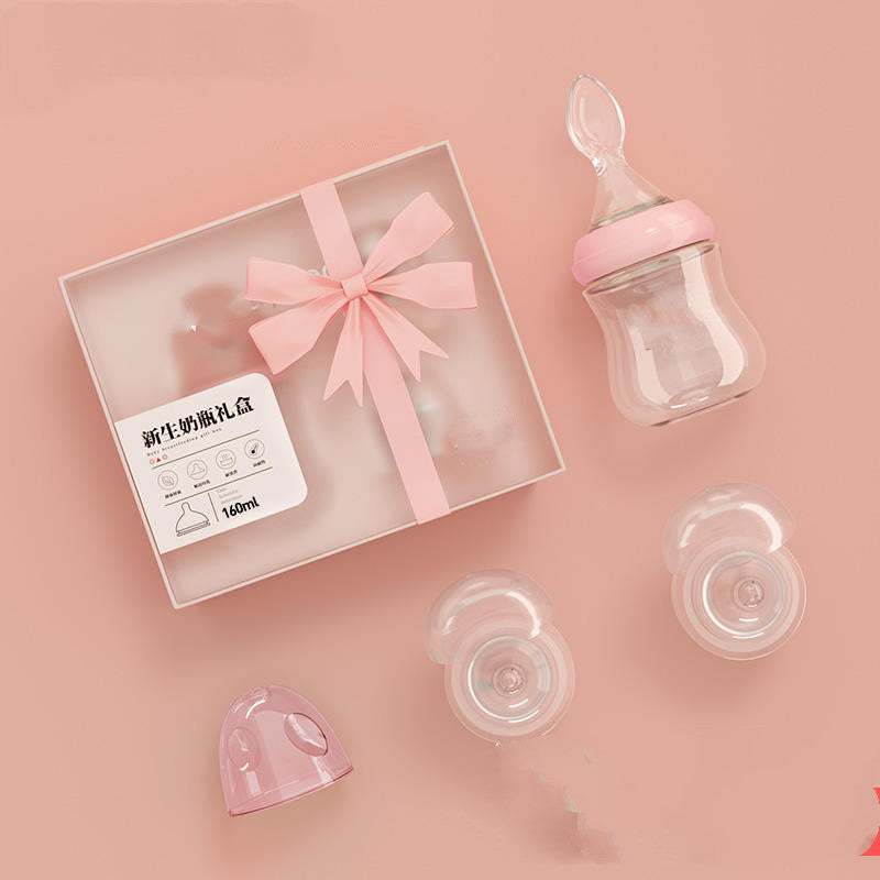 TheNurturely™ Premium Glass Baby Bottle & Spoon Set