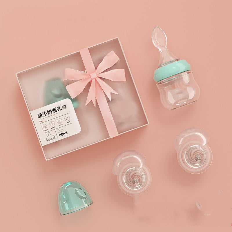 TheNurturely™ Premium Glass Baby Bottle & Spoon Set