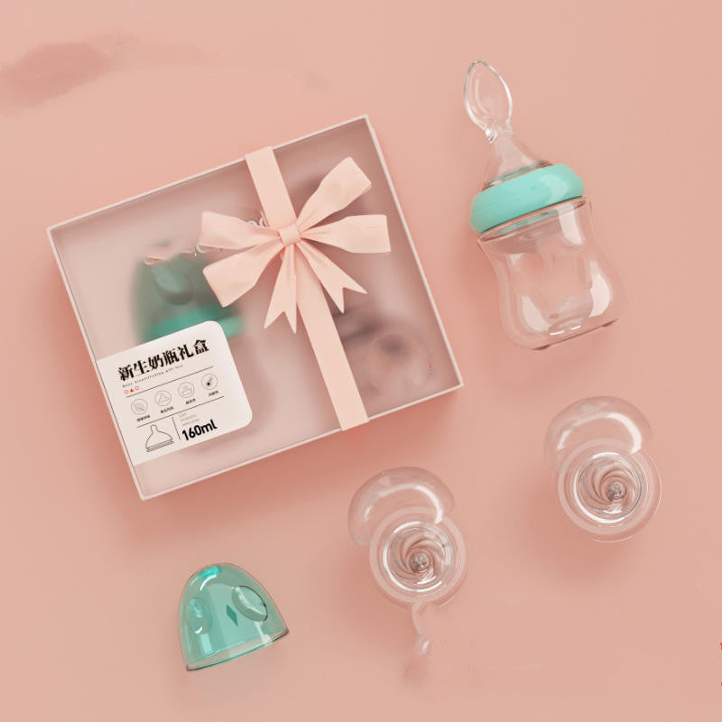 TheNurturely™ Premium Glass Baby Bottle & Spoon Set